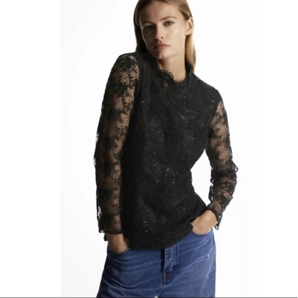 Zara Sequin Lace Top